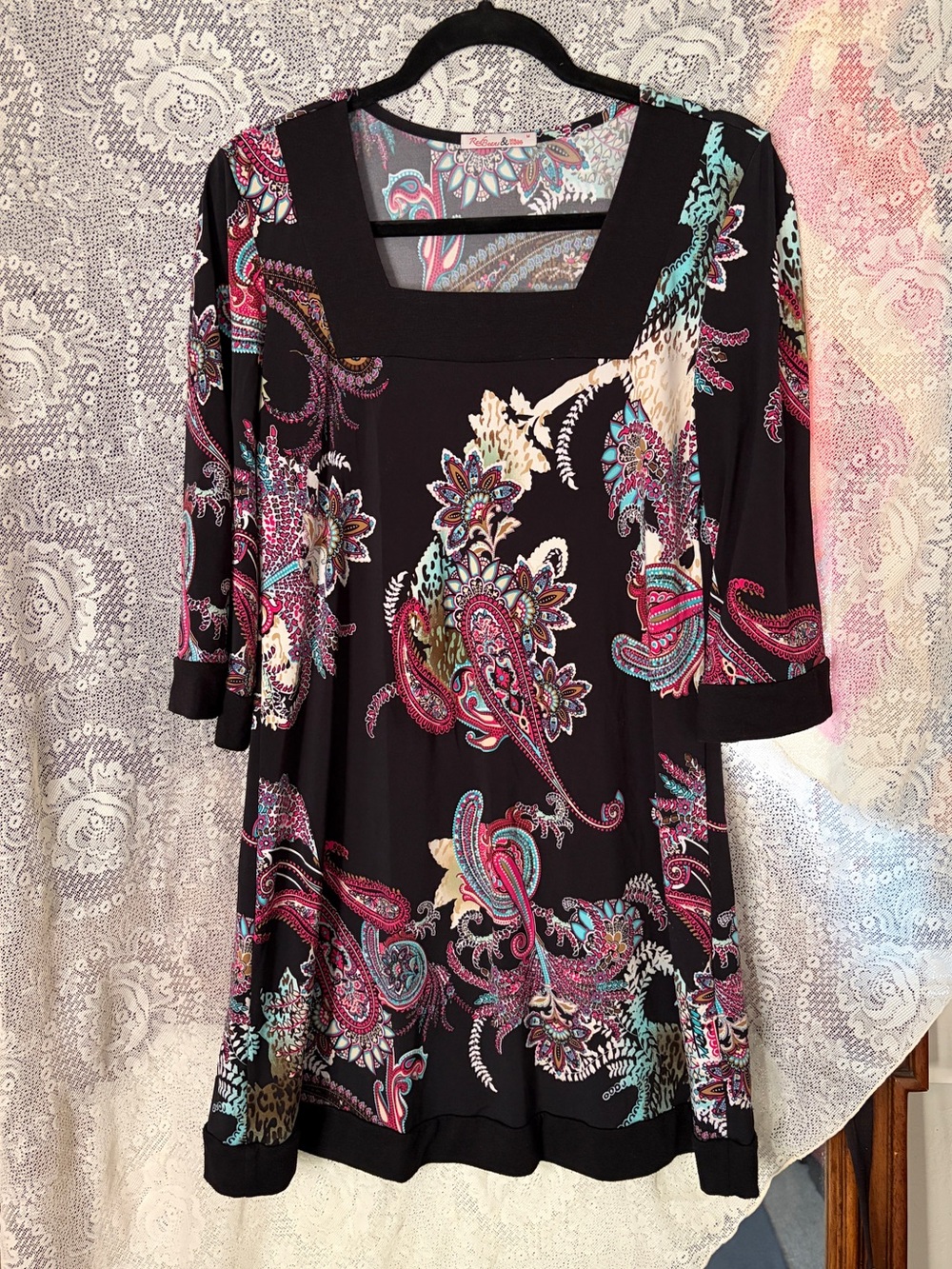 Y2K Paisley Bell Sleeves Mini Dress